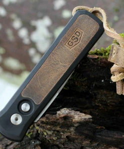 Pro-Tech Godson Automatic - Blk Alum / Leather Inlay (3.15" Satin) Greg Stevens Design 7GSD-7 -Knifeworks Sales Store 7GSD 7.3 84334.1643303416