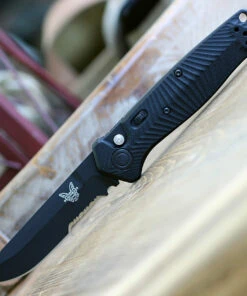 Benchmade Knives Benchmade 8551SBK Mediator, 3.30" CPM-S90V Tanto Black Part Serrated Blade, Black G-10 Handle