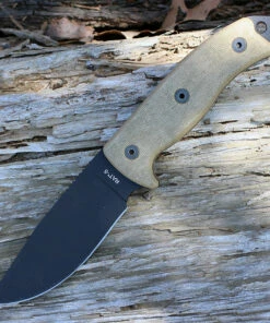 Ontario 8667 Rat-5, 5" 1095 Plain Blade, Tan Micarta Handle