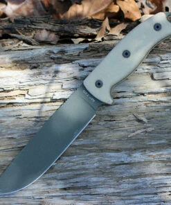 Ontario 8692 Rat-7 OD Green, 7.2" 1095 Plain Blade, Tan Micarta Handle