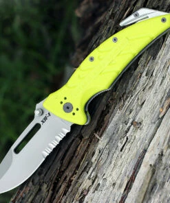 Ontario 8763 XR-1 Extreme Rescue, 3.375" N690Co Combo Blade, Safety Green Zytel Handle