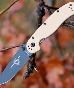 Ontario 8830DT Rat II Folder, 3" D2 Plain Black Blade, Desert Tan Nylon Handle