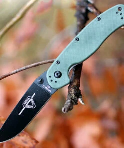 Ontario 8830OD Rat II Folder, 3" D2 Plain Black Blade, Olive Drab Nylon Handle