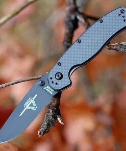 Ontario 8838 Rat II Folder, 3" AUS-8 Plain Black Blade, Carbon Fiber Handle