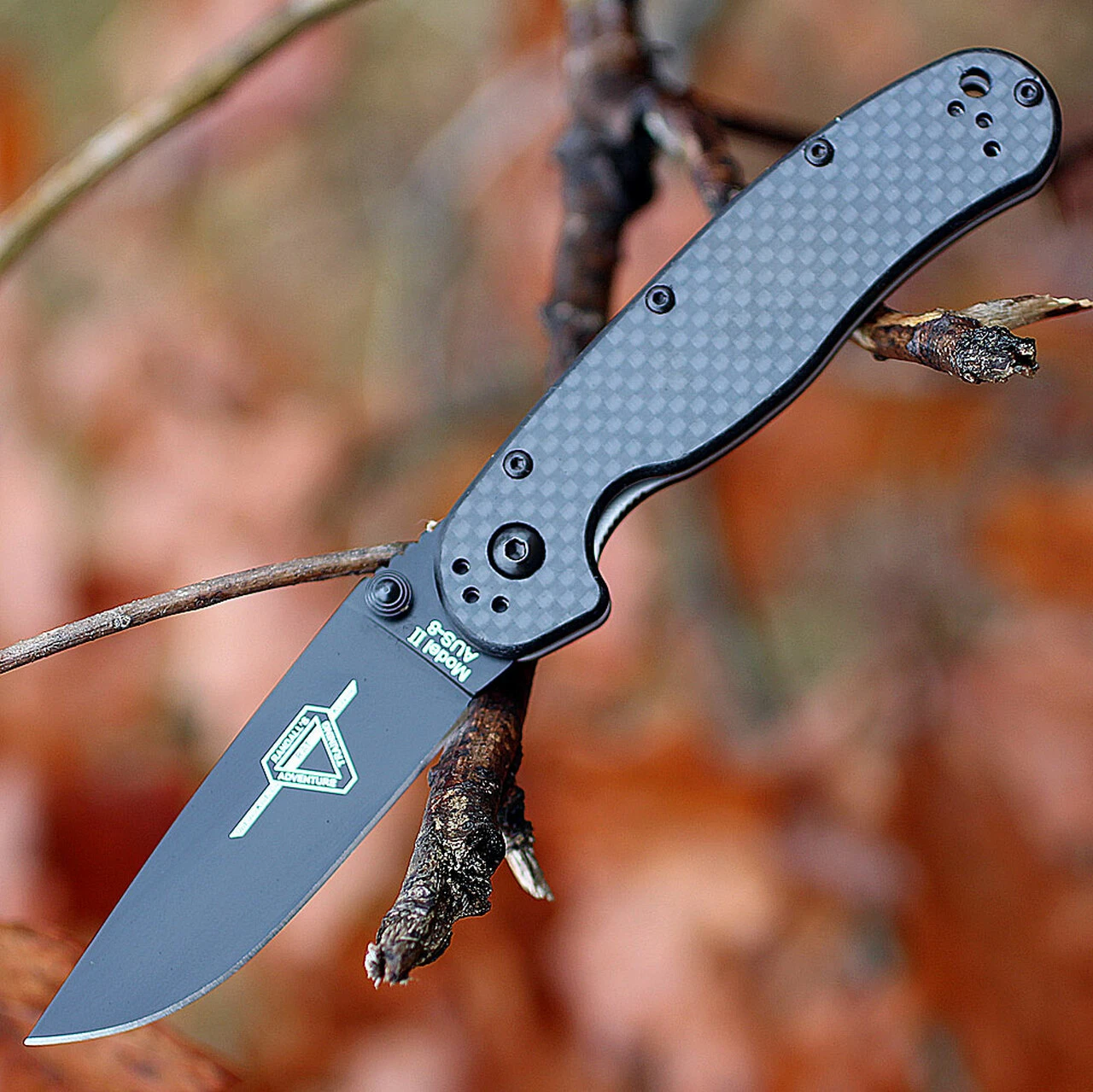 Ontario 8838 Rat II Folder, 3" AUS-8 Plain Black Blade, Carbon Fiber Handle 1 Ontario 8838 Rat II Folder, 3" AUS-8 Plain Black Blade, Carbon Fiber Handle