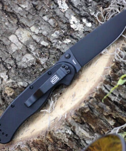 Ontario Rat Folder, Black Blade w/ Spider Web Design, Black Handle, PlainEdge -Knifeworks Sales Store 8846WB.1 34243.1614868113