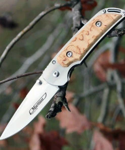 Marttiini Knives Marttiini 915111 Taittoveitsi MFK, 3.25" Stainless Plain Blade, Curly Birch Handle