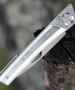 Actilam S4CC Folder w/Clip, 3.375" 14C28N Plain Blade, White Corian Handle -Knifeworks Sales Store ACTS4CC.3 58062.1597159148