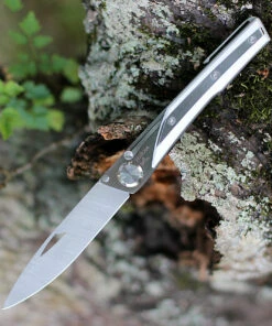 Actilam S4CC Folder w/Clip, 3.375" 14C28N Plain Blade, White Corian Handle