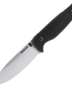 Akeron Ekinox V3 Fixed Blade AKN005, 4.5" Stonewash N690 Blade, Black G-10 Handle
