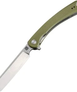 Artisan Cutlery Artisan Orthodox ATZ1817PSGNF, 2.75" Stonewash D2 Steel Blade, Green G10 Handle