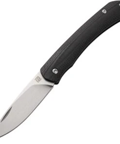 Artisan Cutlery Biome ATZ-1840P-BK, 2.8" Sandvik 12C27 Stonewashed Plain Blade, Black G-10 Handle