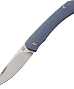 Artisan Cutlery Biome ATZ-1840P-BU, 2.8" Sandvik 12C27 Stonewashed Plain Blade, Blue G-10 Handle