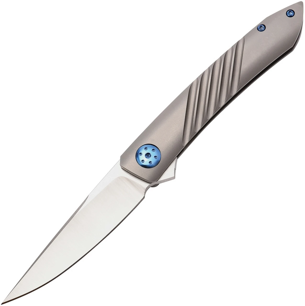 Alliance Designs ALA1G Anchovy Framelock with Grooves, 3.5" RWL34 Plain Blade, Titanium Handle 1 Alliance Designs ALA1G Anchovy Framelock with Grooves, 3.5" RWL34 Plain Blade, Titanium Handle