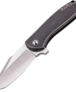 Alliance Designs Angry Stuby Baby Bear Framelock CF ALABB2, 2.9" RWL34 Plain Blade, PVD Titanium Handle