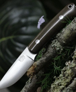 Bark River Knives Bark River Mini Fox River 01023MGC, 2.9" 3V Plain Blade, Green Canvas Micarta Handle