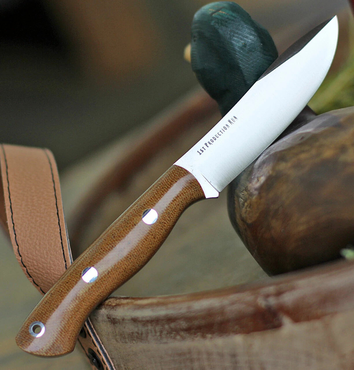 Bark River Knives Mini Aurora Hunter BA06028MNC, 3.71" CPM 3V Plain Blade, Natural Canvas Micarta Handle 2 Bark River Knives Mini Aurora Hunter BA06028MNC, 3.71" CPM 3V Plain Blade, Natural Canvas Micarta Handle - Image 2