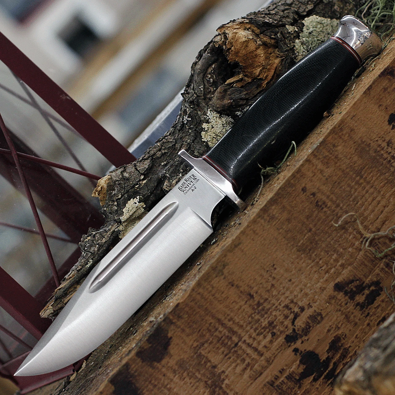 Bark River Knives Teddy Fixed Blade 08-114M-BC, 6.25" A2 Satin Plain Blade, Black Canvas Micarta Handle, Brown Leather Sheath 1 Bark River Knives Teddy Fixed Blade 08-114M-BC, 6.25" A2 Satin Plain Blade, Black Canvas Micarta Handle, Brown Leather Sheath