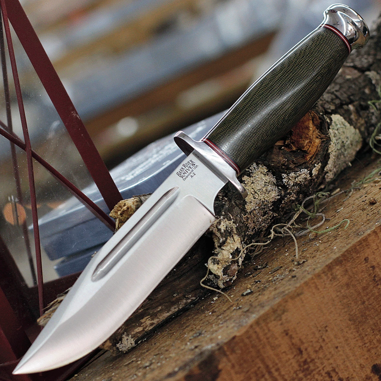 Bark River Knives Teddy Fixed Blade 08-114M-GC, 6.25" A2 Satin Plain Blade, Green Micarta Handle, Brown Leather Sheath 1 Bark River Knives Teddy Fixed Blade 08-114M-GC, 6.25" A2 Satin Plain Blade, Green Micarta Handle, Brown Leather Sheath