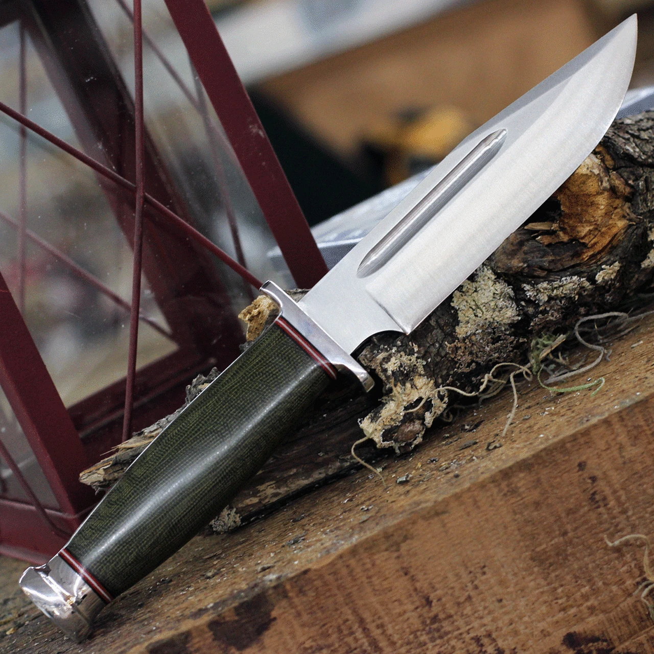 Bark River Knives Teddy Fixed Blade 08-114M-GC, 6.25" A2 Satin Plain Blade, Green Micarta Handle, Brown Leather Sheath 2 Bark River Knives Teddy Fixed Blade 08-114M-GC, 6.25" A2 Satin Plain Blade, Green Micarta Handle, Brown Leather Sheath - Image 2