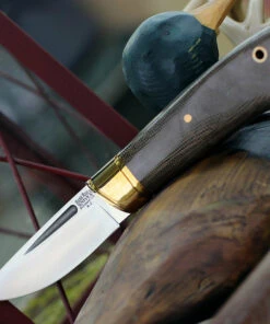 Bark River Knives Brokk BA10018MGC, 3.43" A2 Steel Satin Plain Blade, Green Canvas Micarta Handle