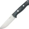 Bark River Knives Bark River 111MBC Bravo 1 , 4.25" A-2 Plain Blade, Black Canvas Micarta Handle, Leather Sheath