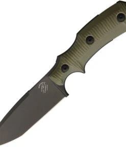 Bastinelli Creations R.E.D. Fixed Blade BAS04G, 4" N690 Black Plain Blade, Green G-10 Handle, Black Kydex Sheath
