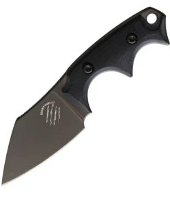 Bastinelli Creations BB Drago Cutter V2 Fixed Blade, 2.00" N690 Black PVD Coated Blade, Black G-10 Handles, Kydex Sheath