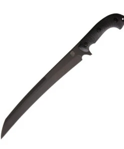 Bastinelli Creations Separateur BAS200, 13" 12C27 Sandvik Steel Black Cerakote Fixed Blade, Black Sculpted G-10 Handles, Black Leather Sheat