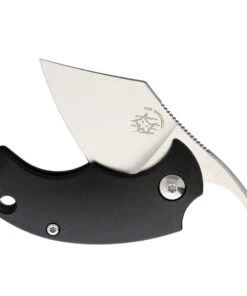 Bastinelli Creations BB Drago Friction Folder, 1.75" N690 Satin Plain Blade, Black FRN Handle, Black Leather Pouch -Knifeworks Sales Store BAS203B 2 43533.1620834209