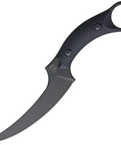 Bastinelli Creations Mako Fixed Blade BAS206B, 4.624" N690Co Black PVD Coated Blade, Black Milled G-10 Handle, Kydex Sheath