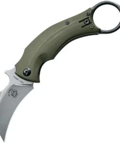 Bastinelli Creations Black Bird Folding Knife BAS210G, 2.3" N690 Stonewashed Plain Blade, Green G-10 Handle