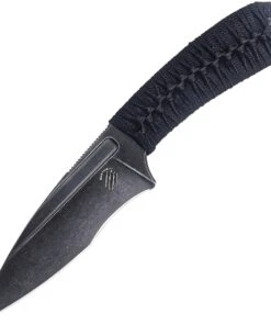 Bastinelli Creations SIN Fixed Blade BAS215C, 3.5" N690Co Black Stonewashed Blade, Black Cord Wrapped Handle, Kydex Sheath