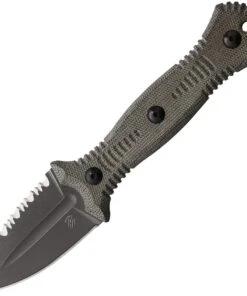 Bastinelli Creations Telum Fixed Blade BAS239, 2.75" M390 Dark Stonewashed Plain Blade, Green Micarta Handle