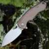 GiantMouse ACE Biblio Flipper, 2.9" M390 Stonewash Drop Point Blade, Bronze Handle w/Natural Micarta inlay