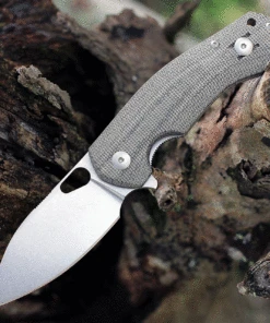 GiantMouse ACE Biblio Flipper M390 Stonewashed Green Canvas Micarta