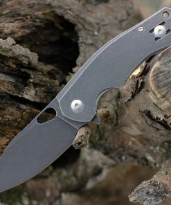GiantMouse ACE Biblio Flipper, 2.9" PVD Stonewashed M390 Drop Point Blade, PVD Stonewashed Titanium Handle
