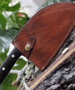 BenJahmin Knives Camp Cleaver BKA007, 7.2" 440 Stainless Steel Blade, Wenge Wood Handle w/ Brown Leather Sheath -Knifeworks Sales Store BKA007.2 49686.1620829181