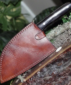 BenJahmin Knives Camp Cleaver BKA007, 7.2" 440 Stainless Steel Blade, Wenge Wood Handle w/ Brown Leather Sheath -Knifeworks Sales Store BKA007.3 02436.1620829181