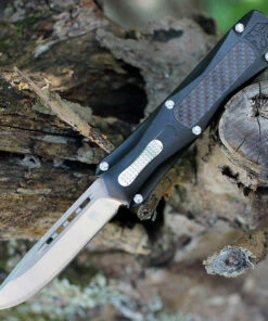 CobraTec Knives BLKKCDNS Black King Cobra, 4" D2 Steel Drop Point, Anodized Aviation Aluminum Handle w/ Carbon Fiber Inlay