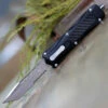 CobraTec Knives BLKKCTS Black King Cobra, 4" D2 Steel Tanto Part Serrated Blade, Anodized Aviation Aluminum w/ Carbon Fiber Inlay