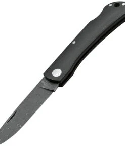 Boker Solingen Rangebuster 110914DAM, 3.03" Stainless Steel Damascus Blade, Black Linen Micarta Handles