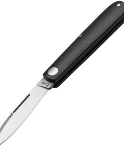 Boker Solingen Prime Barlow 116942, 2.72" N690 Stainless Steel Satin Plain Blade, Black Micarta Handles