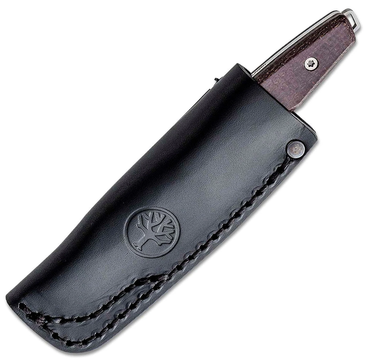 Boker AK1 Fixed Blade 121502, 3" RWL-34 Satin Reverse Tanto Blade, Bison Burlap Micarta Handle, Black Leather Sheath 3 Boker AK1 Fixed Blade 121502, 3" RWL-34 Satin Reverse Tanto Blade, Bison Burlap Micarta Handle, Black Leather Sheath - Image 3