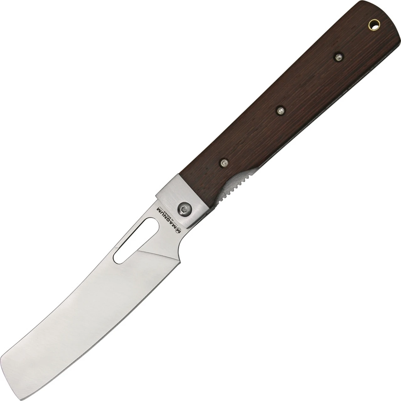 Boker Magnum Outdoor Cuisine III 01MB432, 4.75" 440 Stainless Steel Satin Plain Blade, Brown Rosewood Handles 1 Boker Magnum Outdoor Cuisine III 01MB432, 4.75" 440 Stainless Steel Satin Plain Blade, Brown Rosewood Handles
