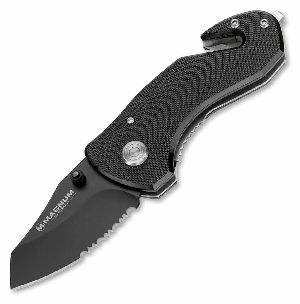 Boker Magnum Compact Rescue 01MB456, 1.88" 440A Part Serrated Blade, Aluminum Handle 1 Boker Magnum Compact Rescue 01MB456, 1.88" 440A Part Serrated Blade, Aluminum Handle