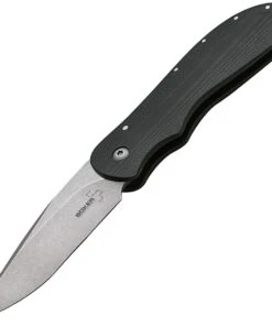 Boker Plus Voortrekker Friction Folder 01BO089, 2.95" D2 Steel Plain Blade, Black G-10 Handle