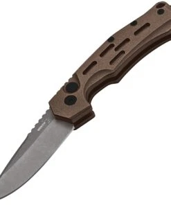 Boker Plus Thunder Storm Button Lock 01BO794N, 2.83" AUS-8 Plain Blade, Coyote Aluminum Handle