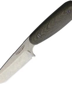 Bradford Guardian 3.5 Tanto Stonewashed N690 Blade, 3D OD Green Canvas Micarta Handle w/Brown Leather Sheath
