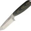 Bradford Guardian 3.5 Tanto Stonewashed N690 Blade, Camo Canvas Micarta Handle w/Brown Leather Sheath